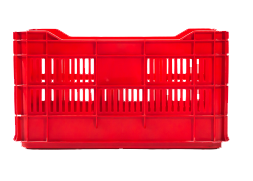 Canasta de plástico rojo vista lateral