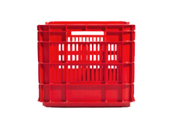 Canasta de plástico roja vista lateral