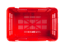 Canasta de plástico roja vista superior