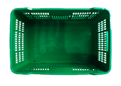 Canasta de plástico verde vista superior