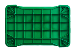Canasta de plástico verde vista inferior